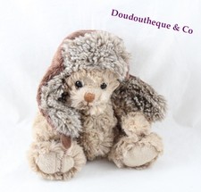 Peluche ours BUKOWSKI chapka marron beige 18 cm (DOU^)