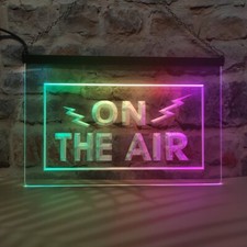 Enseigne lumineuse néon LED studio d'enregistrement radio ON THE AIR avec flu...