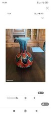 Vase vintage rouge Orangé pop art opaline 