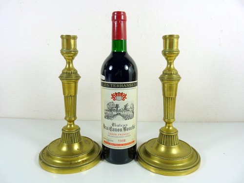 Paire bougeoirs bronze - de,