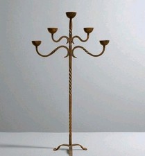 Grand chandelier ancien fer forgé 155 cm 5 bras bougeoirs gothique déco vintage