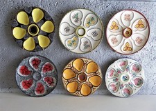 French Breton Quimper Vintage Set of 6 Oyster Plates.Gift Quality.