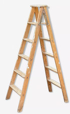 ANCIEN ESCABEAU echelle double PEINTRE-5/6 MARCHES-VINTAGE BOIS-DESIGN  1900-50