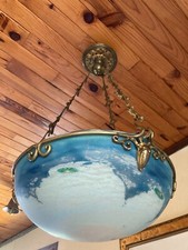 Lustre suspension aux scarabées DAUM NANCY Art Nouveau Pâte de verre bronze doré