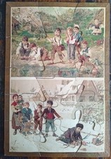 Puzzles ancien fin 19è siècle - 29 x 20 cm - monogrammé JM