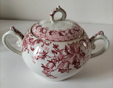 Sucrier ancien Saint-Amand & Hamage – modèle Campanule rouge