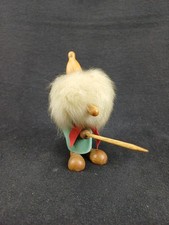 Ancien troll bois guerrier lance viking poil vintage GOULA in Spain design 1970