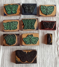 Lot 10 Anciens Tampons Encreur Papillon École Pedagogie Ancienne Écoliers