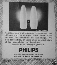 PUBLICITÉ 1964 PHILIPS DIVES APPLIQUE OPALE SATINÉ BRAS EN TECK - ADVERTISING 