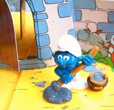 20193 Schtroumpf au balai gris  pitufo puffo puffi smurf schtroumpfette rare 15€