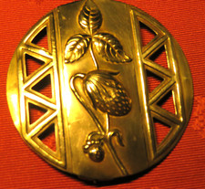 BOUCLE de CEINTURE ART DECO ancienne décor FRAISES METAL DORé (alliage)