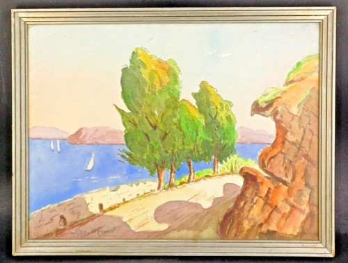 Aquarelle paysage bord - aquarelle, de