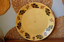 Ancienne Assiette  , plat en terre cuite vernissée 28 cm , Savoie