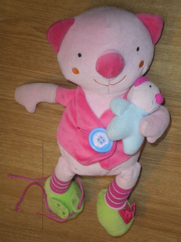Doudou peluche rose vert - doudou,