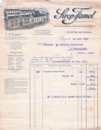 Paris pharmacien famel - famel, 1925