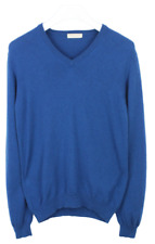 Roberto Collina Pull Homme (EU) 48 100% Cachemire Stretch Col V Bleu