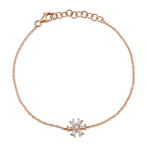 14k rose diamants baguette - 14k,