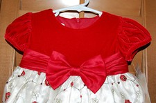 NWT Bonnie Baby Red Velvet Embroidered Flower Dress Set Size 12M 18M 24M LQQK FS