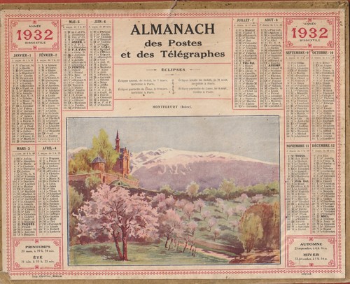 Almanach calendrier des postes - des,