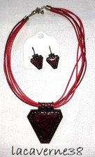 Parure collier cordon rouge