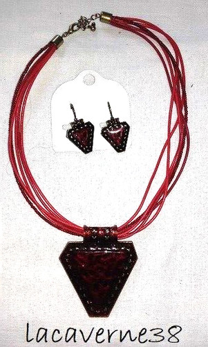 Parure collier cordon - , rouge