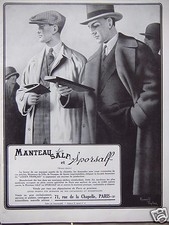 Publicité 1929 manteau - 1929, salf
