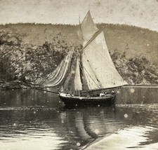 NORVÈGE Christiania Fjord Voilier c1900 Photo Stereo Vintage 