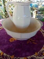 Service de Toilette Broc et Cuvette Villeroy et Boch Mettlach Ebro Blanc Doré