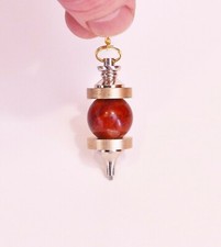 ° PENDULE   JASPE ROUGE 2 PLATEAUX EMETTEUR RECEPTEUR  RADIESTHESIE ESOTERISME