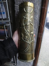 ART TRANCHEE: RARE douille OBUS PORTE BONHEUR - BRANCHE de GUI pièce unique TOP