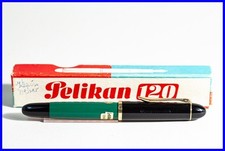 1955 Pelikan 120 Plume Scolaire Vert & Noir Piston Stylo à Avec Steno Acier