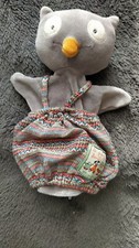 Doudou Marionnette Isidore Le Hibou chouette Moulin Roth La Grande Famille gris 