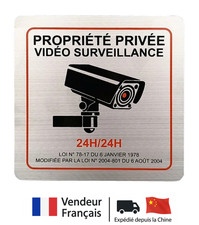 Plaque Protection Vidéo Surveillance Propriété Privé Alarme Caméra Signalisation
