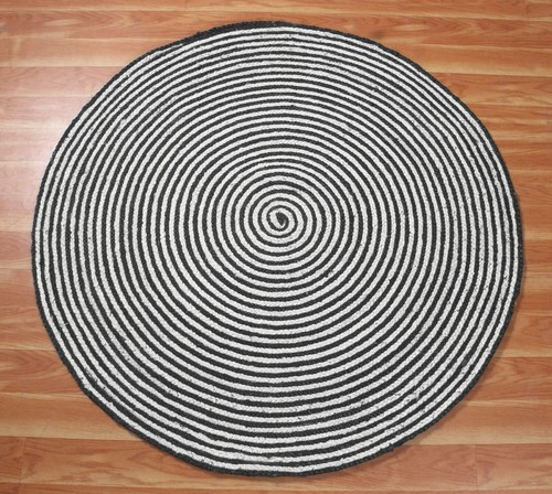 Tapis rond jute noir - rond, en