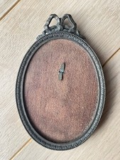 Charmante petit cadre ancien à décor de Noeud - Métal doré - oval - à suspendre