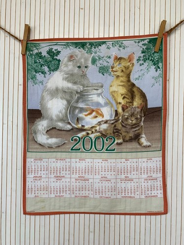 Torchon calendrier 2002 tissu - 2002,