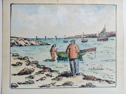 Pêcheurs bretagne aquarelle - "pêcheurs/bretagne",