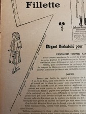 PATRON ORIGINAL REVUE FILLETTE POUPEE FRIQUETTE DE 38cm ELEGANT DESHABILLE 1911