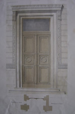 Lithographie porte d'entrée dans une maison à BERLIN c1865 Hauptthür Wohnhaus