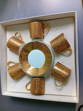 Bernardaud Limoges 6 tasses à moka décor or  à l'agathe très rare 