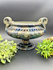 Grande coupe sur pied en céramique émaillée vert et bleu – 644007