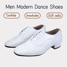 Hommes Moderne Danse Chaussures Cuir de Vache Salle Latine Semelle Souple 2.5cm