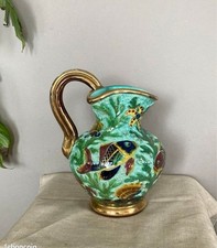 Pichet / Vase en céramique années 1950 décor de fond marin signé Cerdazur MONACO