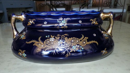 Jardinière émaillée bleu - émaillée,