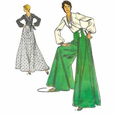 70s Motif - Chemisier,Palazzo Pantalon,Pant-Skirt & Jupe - Taille = 67.3cm 67cm