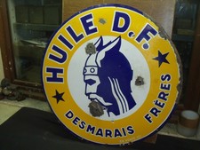RARE PLAQUE EMAILLEE HUILE DF