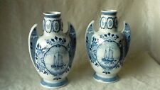PAIRE DE VASES EN FAIENCE DE DELFT HOLLANDE DECOR MARINE BATEAUX*