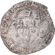 [#343452] Coin, France, Charles VIII, Blanc à la couronne, 1483-1498, Montpell, 