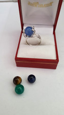 belle bague argent massif avec pierres naturelle