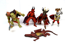 lot 5 figurines Médiéval jouet Sorcier magicien DRAGON troll pvc heroic fantasy